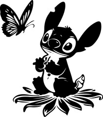 black and white rabbit