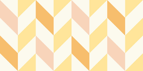 Seamless herringbone vector pattern in soft cream, yellow, and peach