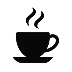 Coffee Cup Silhouette Vector Icon on White Background – Minimalist Drink Illustration

