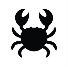 Crab Flat Silhouette Icon for Food Apps and Websites on White Background

