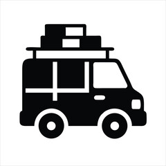 Minimalist Delivery Van with Parcel - Shipping & Logistics Silhouette Vector Icon