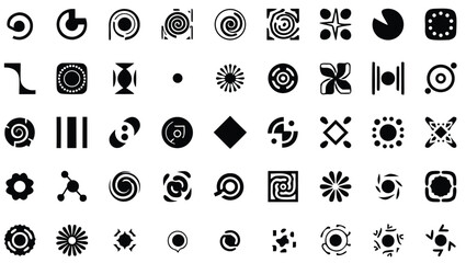 Abstract geometric shapes circular spiral star flower square diamond vector