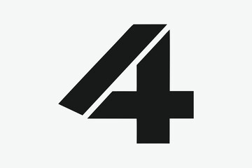 Fototapeta premium Bold Number Four Graphic Design on White Background Modern Typography Isolated Number Four Icon Vector Illustration