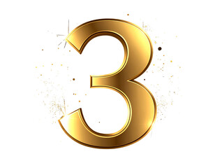 Naklejka premium Luxury 3rd Anniversary or Birthday Symbol – Gold Sparkle Design