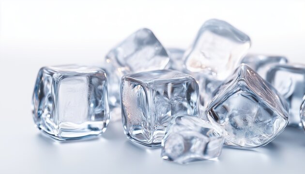 Crystal Clear Ice Cubes: Ideal For Refreshing Beverage Ads Or As Stylish Decor. Featuring Detailed Textures, Wide Appeal For Cool Refreshment.