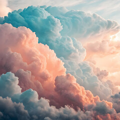 Abstract cloud texture in light peach and sky blue, smooth transitions