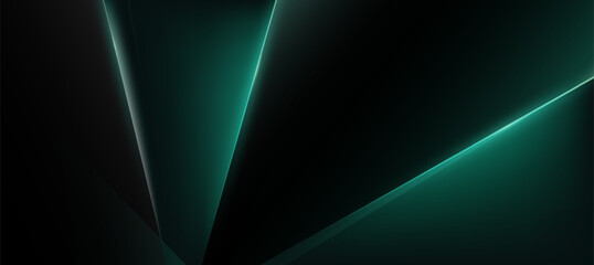 Abstract Green and Black Geometric Background. Modern Lines and Light