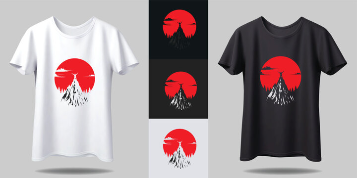 Vecror mountain t shart Design  in wihe and balck t shart desing nice 3 coloer desing. 