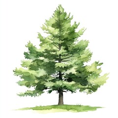 Obraz premium Green Cedar tree illustration watercolor art.