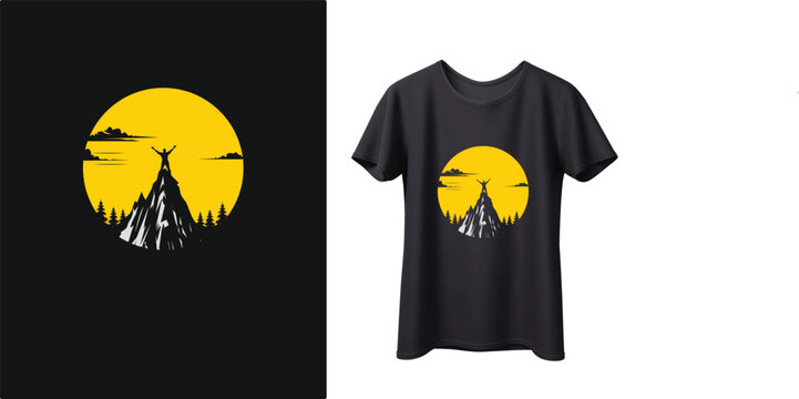 Nice vector Mountains climbing tracking t shart desing in nice t shart 