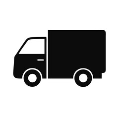 Fototapeta premium Minimalist Delivery Van with Parcel - Shipping & Logistics Silhouette Vector Icon