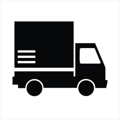 Minimalist Delivery Van with Parcel - Shipping & Logistics Silhouette Vector Icon