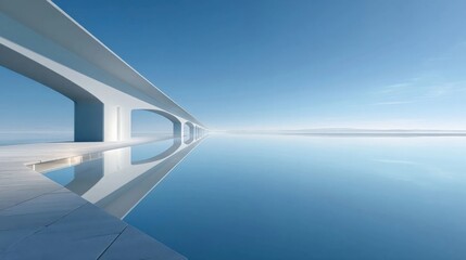 Modern Concrete Bridge Over Calm Water
