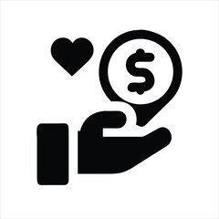 Donate  silhouette vector icon on white background