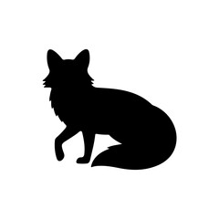 Fototapeta premium Black fox silhouette with white background