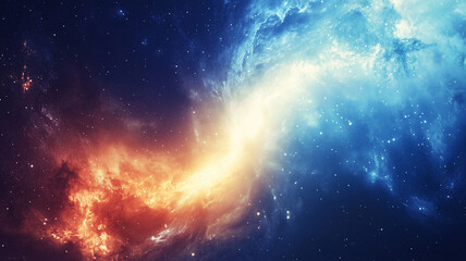 Space Milky Way concept background. Universe galaxy horizontal poster. Amazing cosmic wallpaper. Raster bitmap digital illustration. AI artwork.	