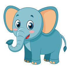 Funny Cartoon African Elephant Character - Playful Animal Vector on White Background