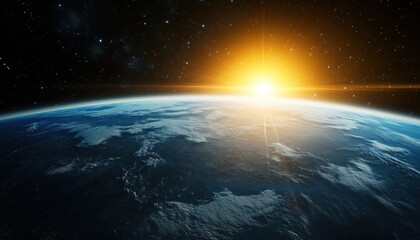 Stunning Blue Sunrise: A Spectacular View Of Earth As Seen From Space, Captured In Mesmerizing Detail And Beauty.