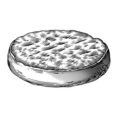 Circular seared ground meat patty with textured surface  