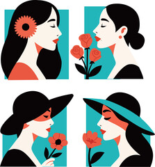 Elegant Women with Flowers
