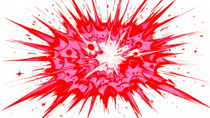 Explosive burst illustration in red and pink comic book style graphic design