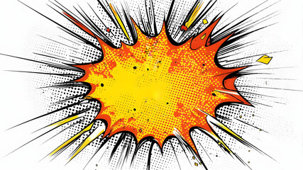Dynamic comic book style burst illustration with yellow and red explosion element