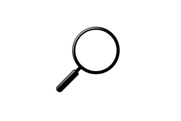 \ Minimal Black Magnifying Glass Icon with Clean Lines and Flat Design Centered View Isolated on Transparent Background PNG