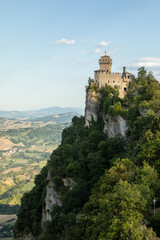 Obraz premium Scenic View of San Marino – Historic Architecture and Mountain Landscape. One of the smallest countries in the world, located in the heart of Italy. Travel concept in Europe