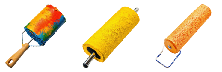 A paint roller with fresh paint, isolated isolated on transparency background