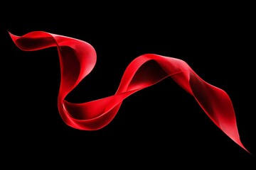 Dynamic flowing red ribbon against a stark black background creates a visually stunning and elegant abstract design perfect for modern branding.