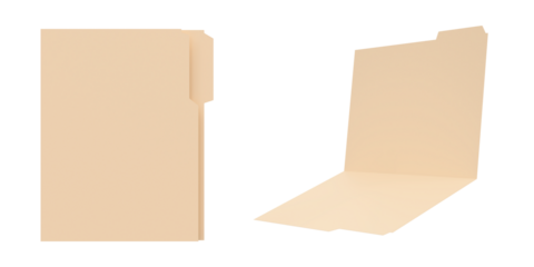 Basics File Folders with Tabs for Filing, Tab, Assorted Positions, Letter Size, Manila, isolated on transparent background.