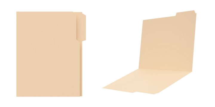 Basics File Folders with Tabs for Filing, Tab, Assorted Positions, Letter Size, Manila, isolated on transparent background.