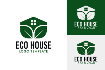 Leaf with house for eco house leaf logo design template vector symbol illustration