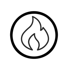 Minimal Fire Flame Icon in Black Circle transparent png illustration