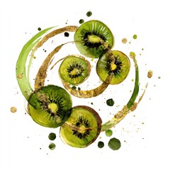 Kiwi slices in a swirling design