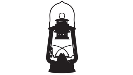 Silhouette of an Antique Kerosene Lantern, Old-Fashioned Lamp