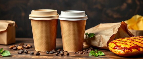 Eco-friendly cardboard coffee cup & food packaging, ready for use, reduce, renewable