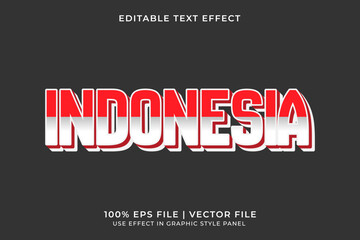 3D Indonesia Flag Editable Text Effect. Independence day of Indonesia element. Red and White text effect