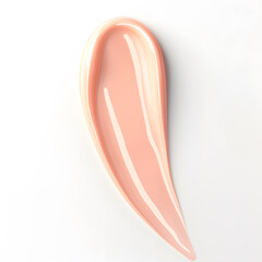 Fototapeta premium Glossy drop of peach pink cosmetic cream. Skincare or beauty mockup with soft, elegant tone.