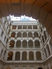Budapest, Hungary - July 27, 2017: New York Cafe in the New York Palace building on the Grand Boulevard in Budapest and the five-star Anantara Hotel.