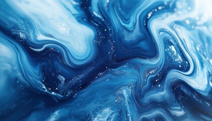 Liquid Marble Abstract Surfaces In A Blue Acrylic Pour: A Stunning Display Of Artistic Fluidity And Elegance In Abstract Art.