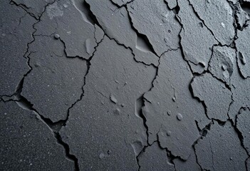 Obraz premium Close-up of dark gray grunge mountain rock texture; wide panoramic banner with black and white stone detail, mountain, pattern