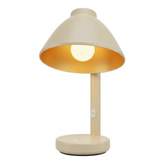 Stylish beige table lamp with a warm glow illuminating a cozy interior space, ideal for decor