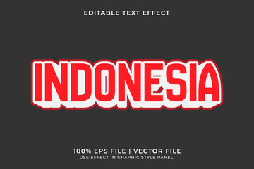 3D Indonesia Flag Editable Text Effect. Independence day of Indonesia element. Red and White text effect