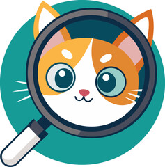 A playful take where a magnifying glass zooms in on a cute cat’s face — symbolizing awareness, curiosity, and exploration (like “discovering cats around the world”).
