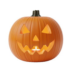 Carved Halloween jack-o-lantern with a candle inside