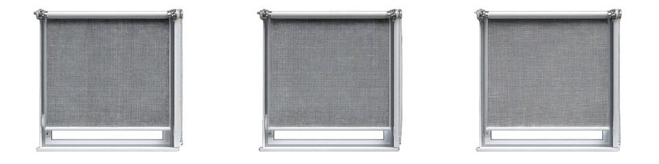 Three gray window shades