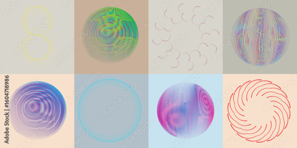 Fototapete lines and dots in circle form .rotate rounded shape vector .rotating dots form a circle .rotating an