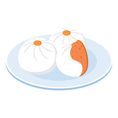 Chashaobao or manapua isometric Concept,  keke puaa or chao pao vector design, Oriental cuisine symbol, Top dishes recipes Sign, Food exploration illustration 
