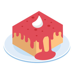 Kazandibi isometric Concept, Turkish Burned Milk Pudding vector design, Oriental cuisine symbol, Top dishes recipes Sign, Food exploration illustration 